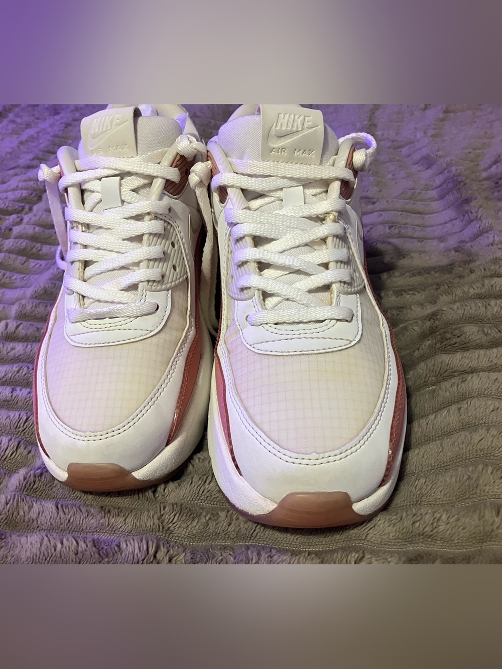 Nike Air Max 90 White Pink Sneakers Women's Sz 8 - Picture 7 of 14